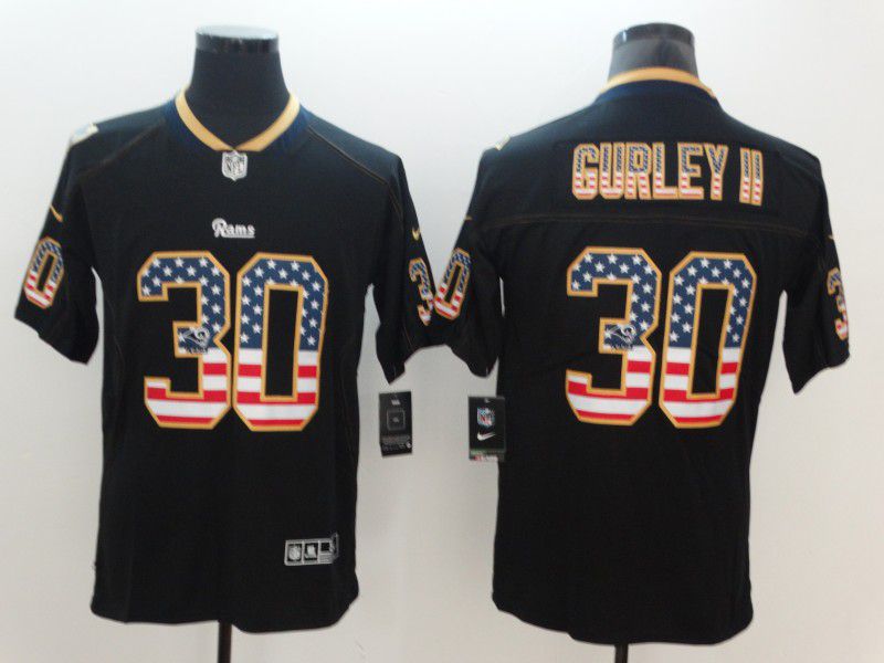 Men Los Angeles Rams 30 Gurley ii Nike USA Flag Fashion Black Color Rush Limited NFL Jersey
